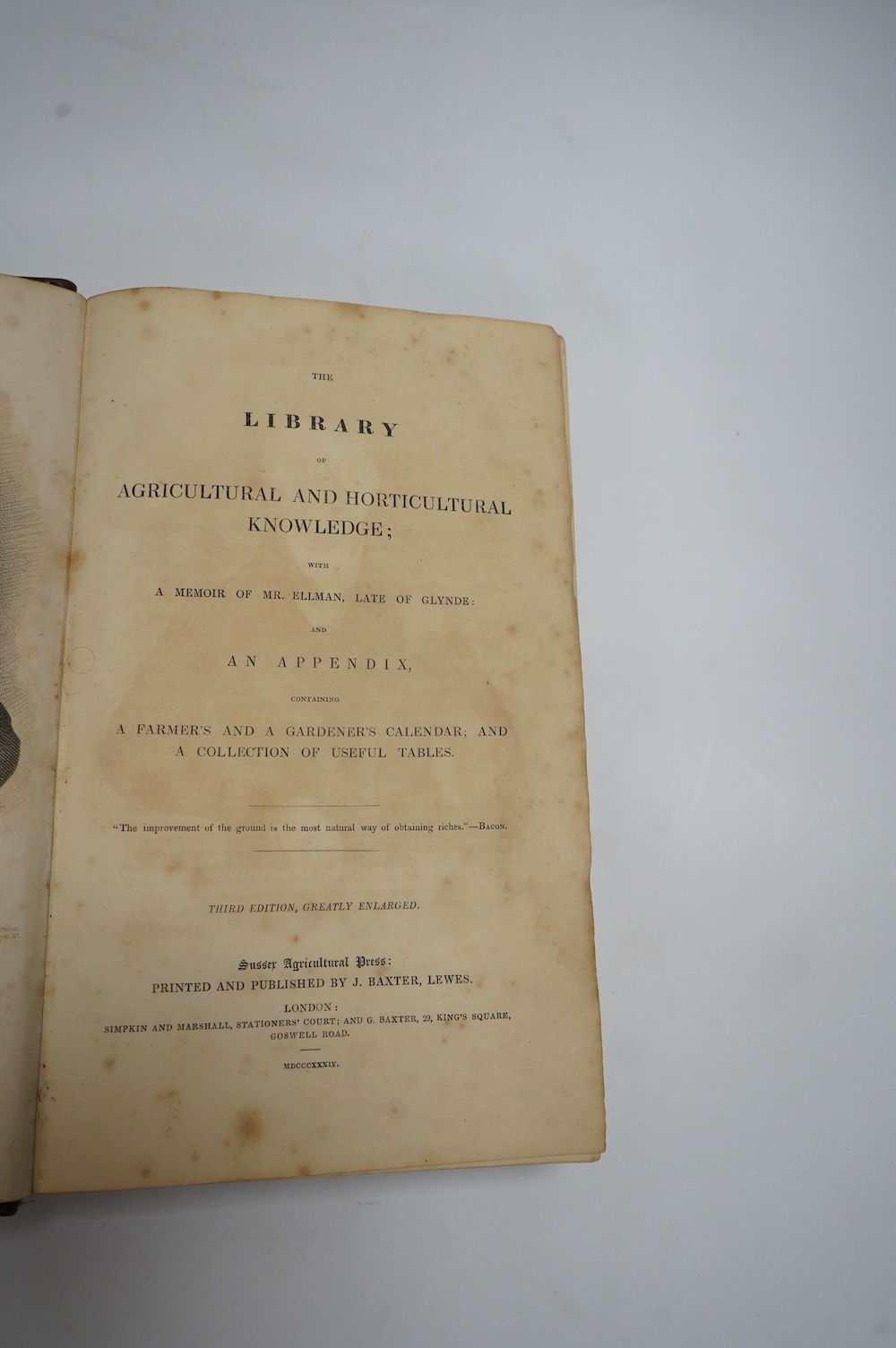 Marshall, William - Minutes, Experiments, Observations...on Agriculture.....in the Southern Counties. new edition. To which is prefixed a Sketch of the Vale of London, and an outline of its rural economy....2 vols. 2 fol